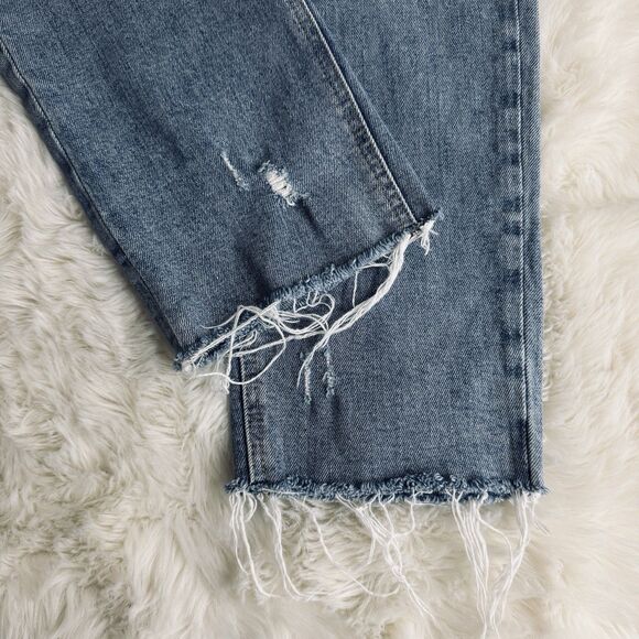 Old Navy Sky Hi Straight Jeans 0 (24x27.5) Blue Distressed Button Fly Womens - Picture 9 of 11